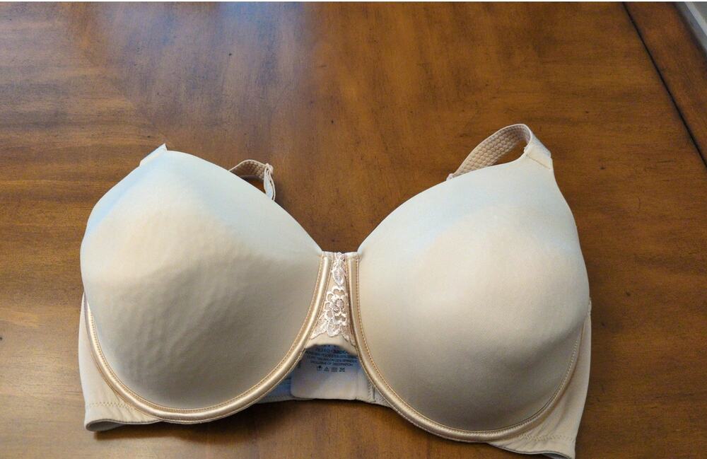 Vanity Fair Beige Underwire Bra 38DDD Full Coverage Floral Lace Support Plus